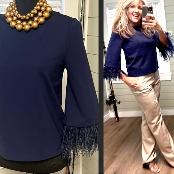 Halogen,Ostrich Feathers-REMOVABLE Trim,Timeless,Elegant, Excell Cond., Size XS - Picture 1 of 7